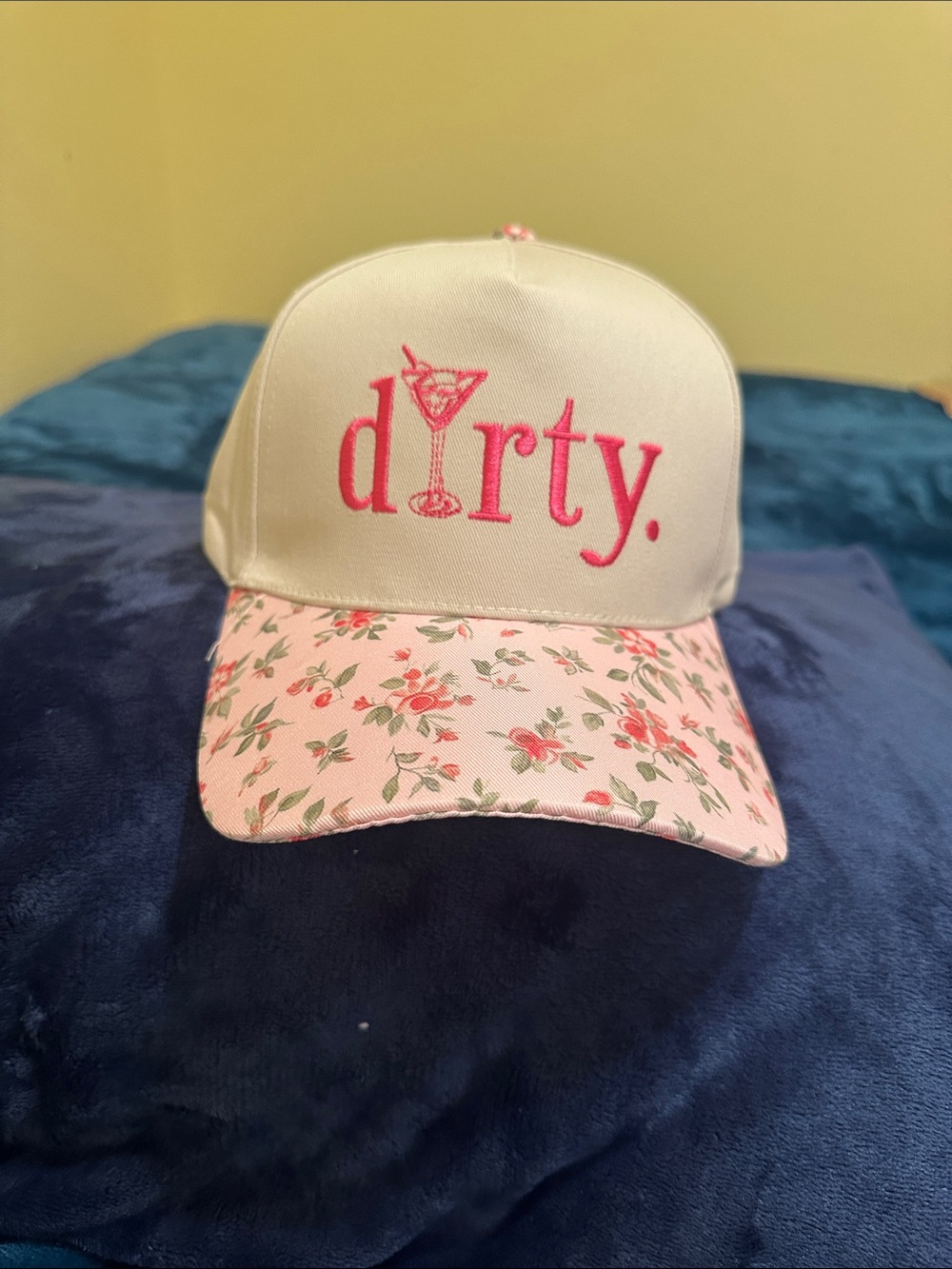 Zenana Outfitters Pink and White Floral 'dirty.' Baseball Cap